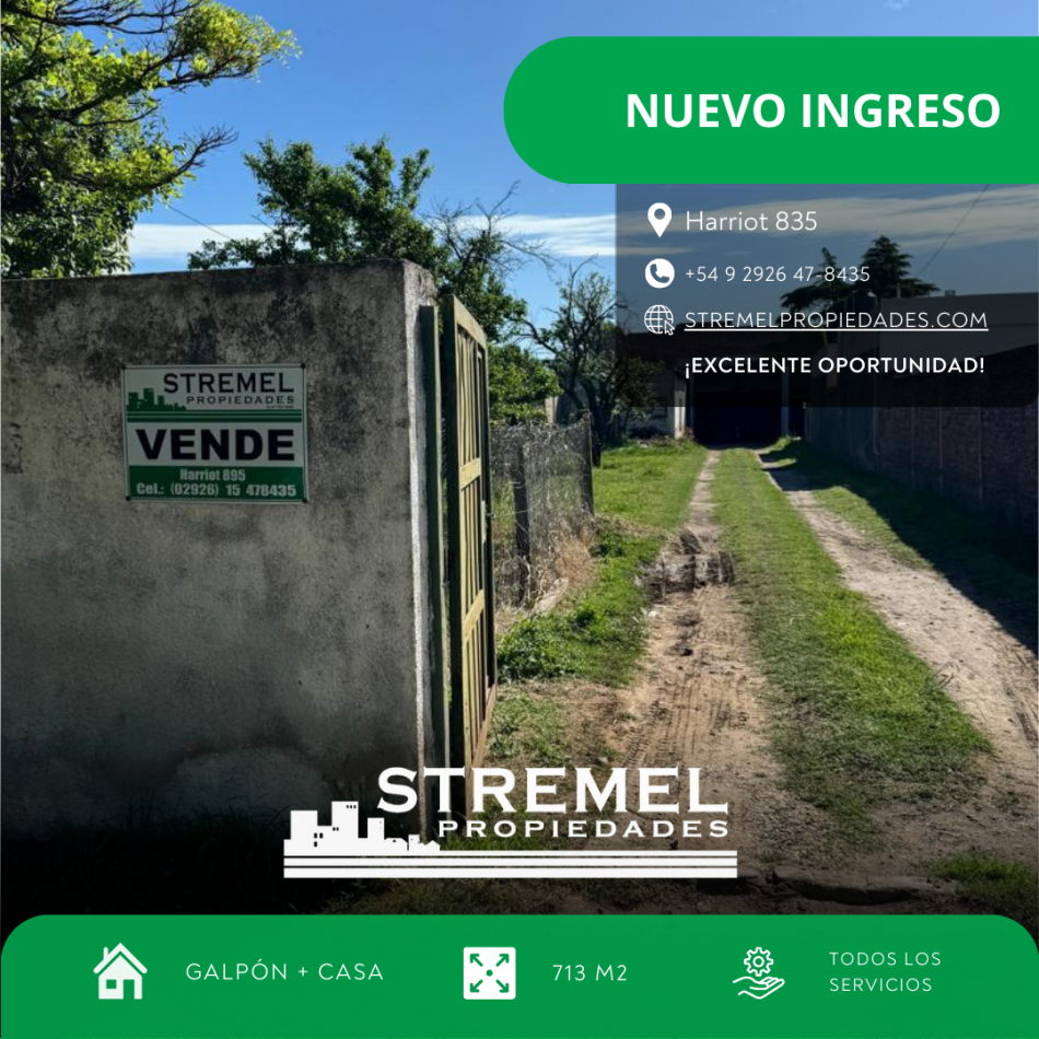 Venta de Galpon y Casa para Refaccionar en Calle Harriott